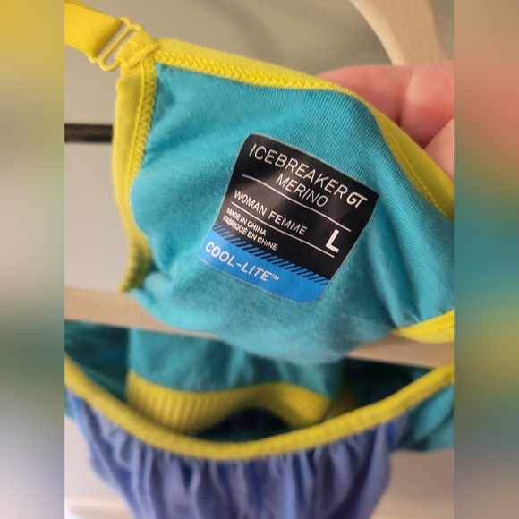 Icebreaker Spirit tank, merino wool, size L, blue and yellow - Picture 5 of 7